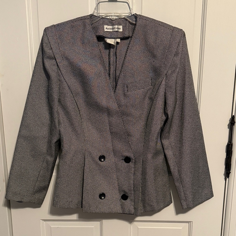 Vintage Black and white Double-Breasted jacket and skirt suit